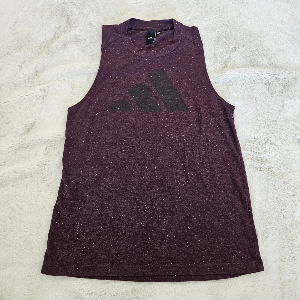 adidas Maroon Sleeveless Muscle Tank with Black Logo - Picture 1 of 6